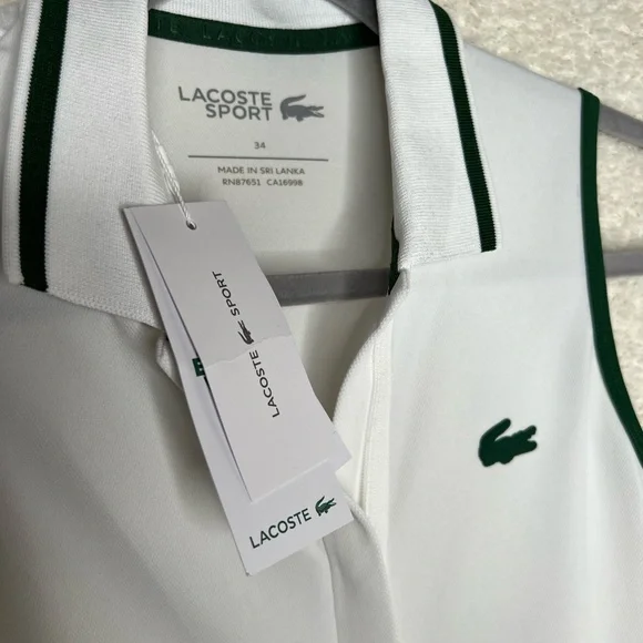 Lacoste White and Green Sleeveless Polo Dress - Picture 3 of 3